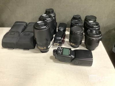(46) Assorted Nikon Camera Lenses & (8) Nikon Speedlight SM-900 Camera Flashes