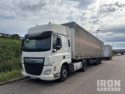 2017 DAF CF440FT 4x2 S/A Sleeper Truck Tractor w/Koegel S24 Curtain Side Trailer