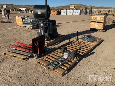 (1) Wesco Lift Cart, (1) Power-Breezer, (1) Pedestal Fan & (1) Hand Cart