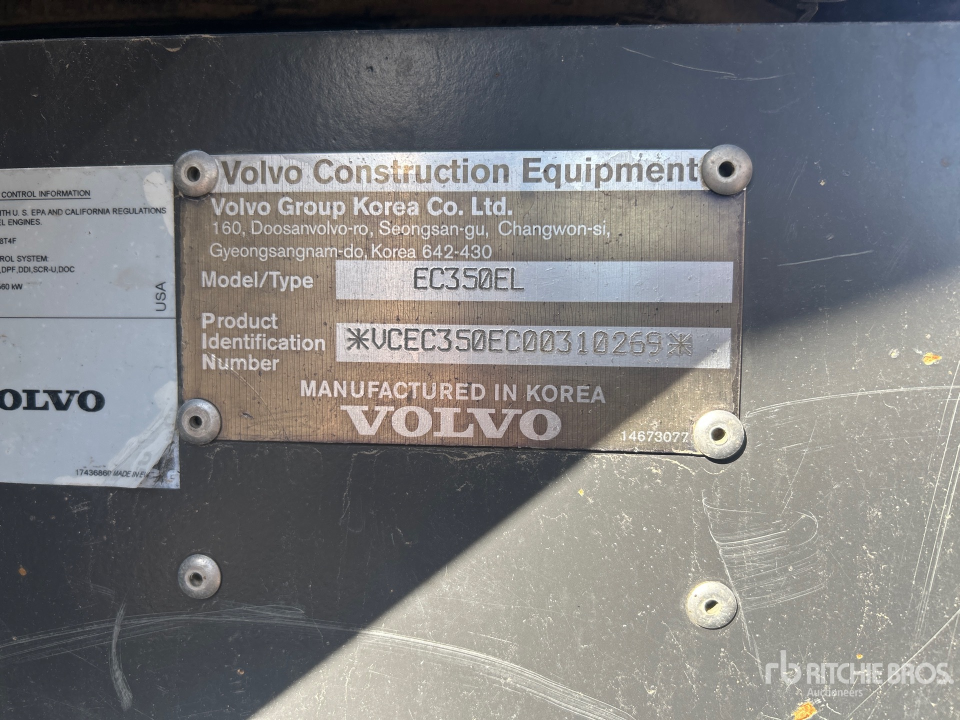 2016 Volvo EC350E Tracked Excavator