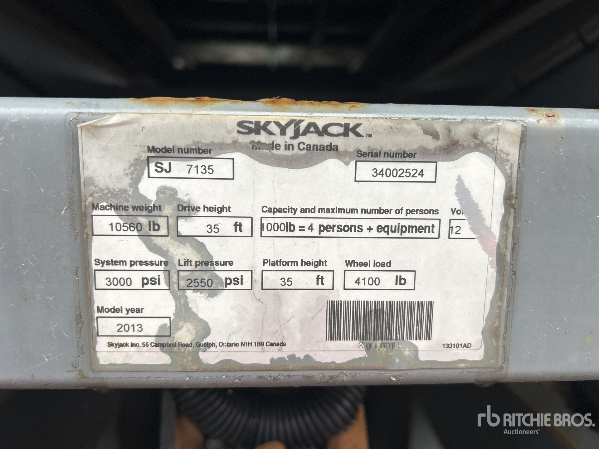 2013 Skyjack SJ7135 4x4 Diesel Scissor Lift