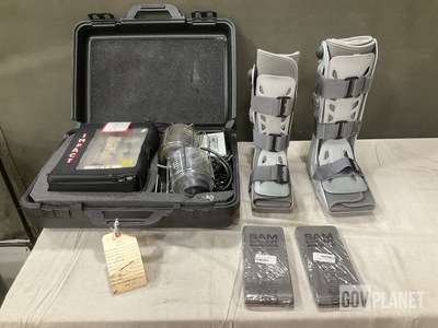 (6) Aspirators, (5) Aircast Walking Boots, (24) SAM Splints & Assorted Items