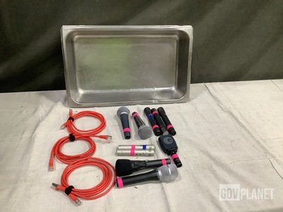 (13) Pans, (10) Microphones, (56) Patch Cables & Assorted Items