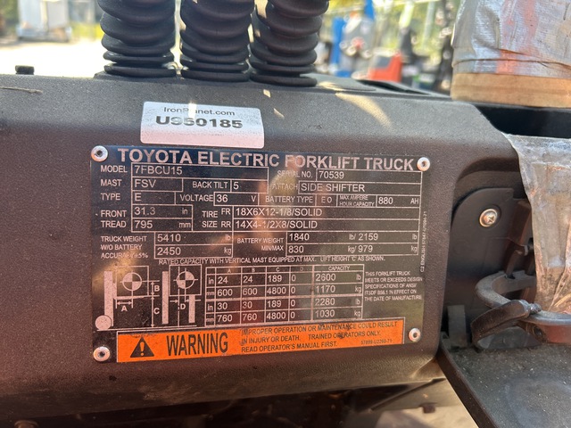 MONTACARGAS ELéCTRICO 2019 TOYOTA 7FBCU15