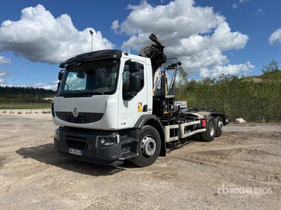 2013 Renault Premium Lander 430DXi 6x2 Camion Ampliroll Avec Grue With Crane Ciężarówka typu Roll-Off