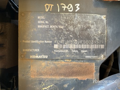 2015 Komatsu HM400-3 Articulated Dump Truck