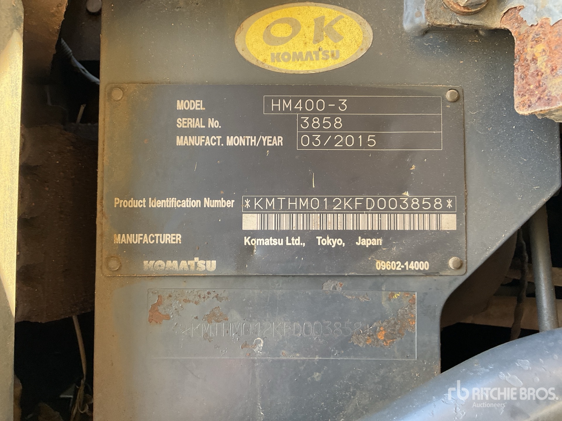2015 Komatsu HM400-3 Articulated Dump Truck