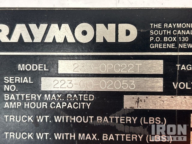 MONTACARGAS ELéCTRICO 2018 RAYMOND 233OPC22T