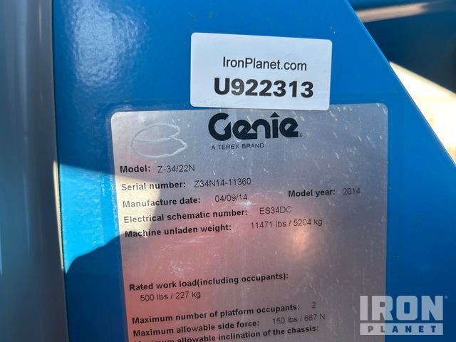 ELEVADOR ARTICULADO 2014 GENIE Z3422N