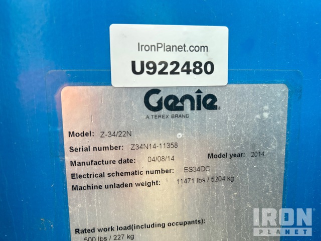 ELEVADOR ARTICULADO 2014 GENIE Z3422N