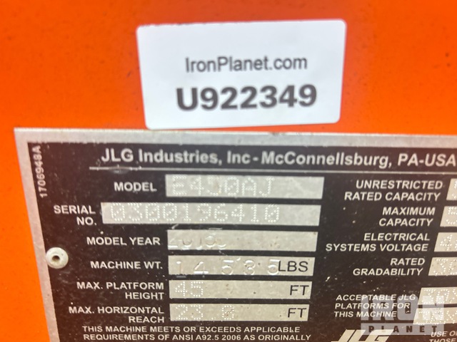 ELEVADOR ARTICULADO 2015 JLG E450AJ