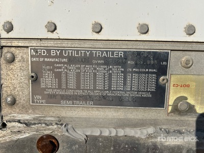 2003 Utility 4000D-X 53 ft x 102 in T/A Remolque de furgoneta