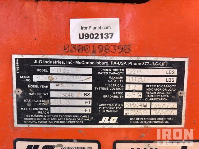 ELEVADOR TELESCóPICO 2015 JLG 4WD 400S