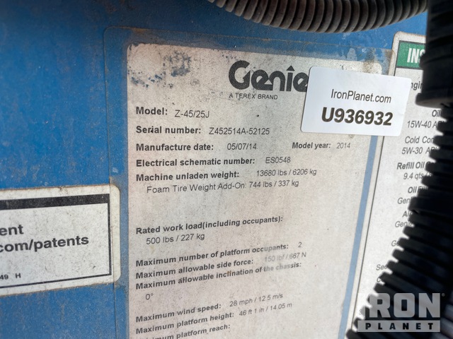 ELEVADOR ARTICULADO 2014 GENIE 4WD Z4525J