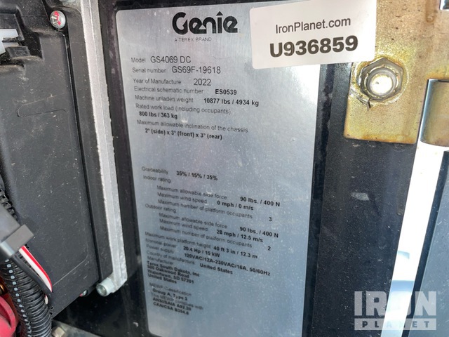 ELEVADOR TIJERA 2022 GENIE GS4069DC