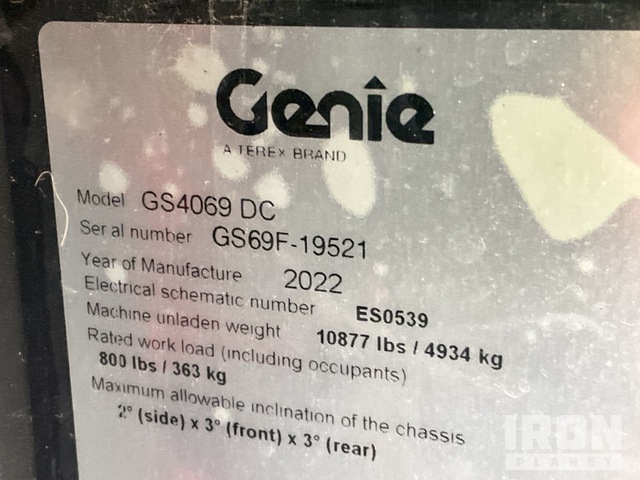 ELEVADOR TIJERA 2022 GENIE GS4069DC