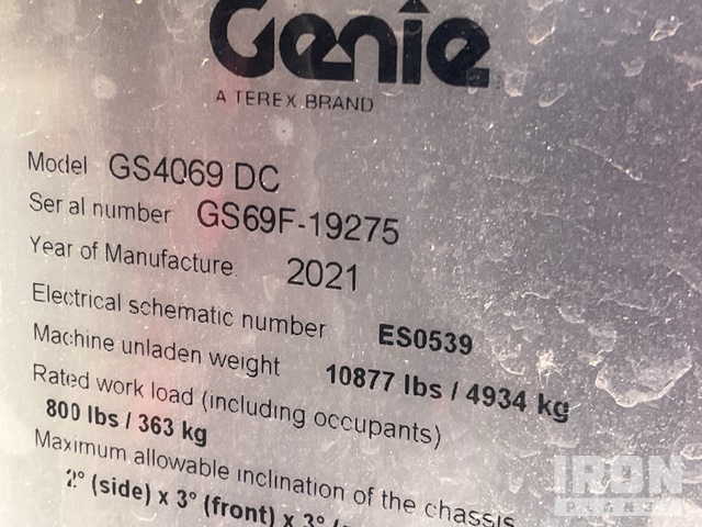 ELEVADOR TIJERA 2022 GENIE GS4069DC