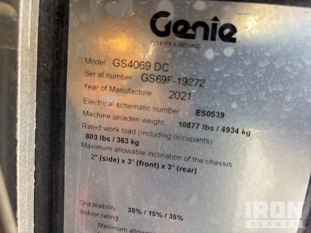 ELEVADOR TIJERA 2022 GENIE GS4069DC