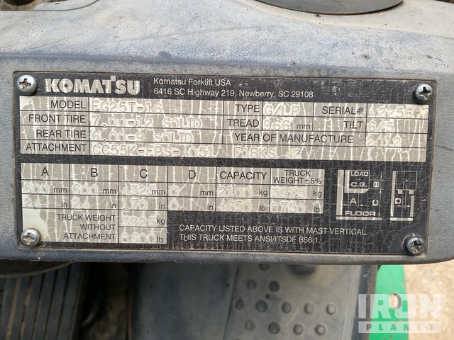 MONTACARGAS 2012 KOMATSU FG25T16