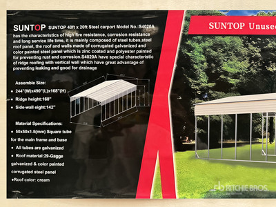 2025 SUNTOP S4020A 20 ft x 40 ft مظلة سيارات (Unused)