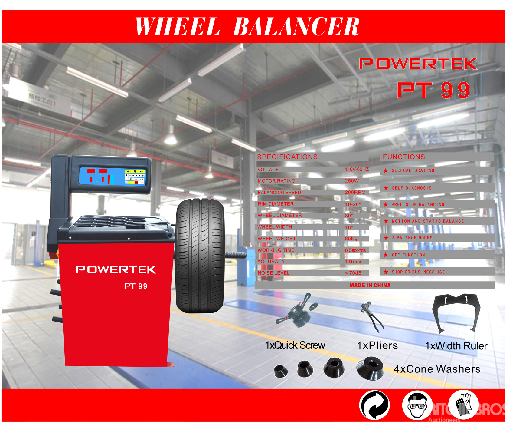 2024 Powertek PT99 Wheel Balancer (Unused)