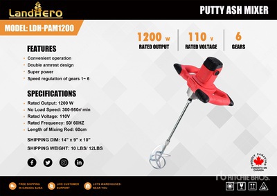 2025 Landhero LDH-PAM1200 Putty Ash Mixer Portable Concrete Mixer (Unused)