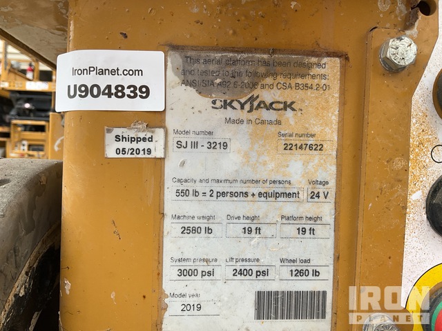 ELEVADOR TIJERA 2019 SKYJACK SJ3219E
