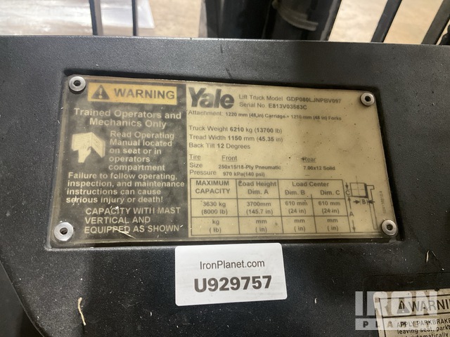 MONTACARGAS 2006 YALE GDP80FS