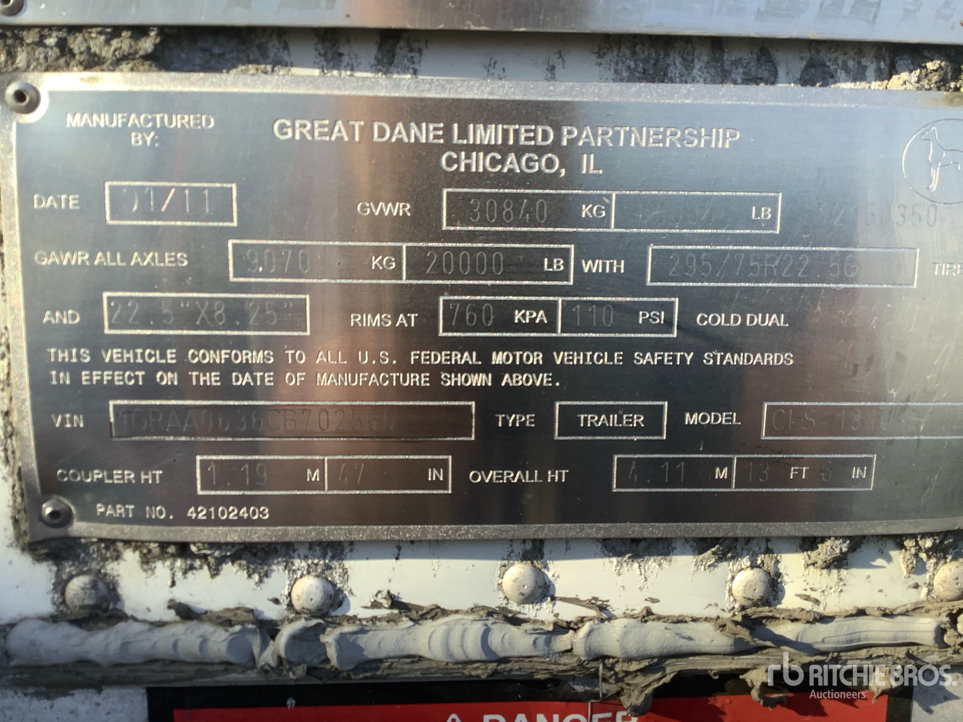 2012 Great Dane 53 ft x 102 in Tri/A Rimorchio furgonato