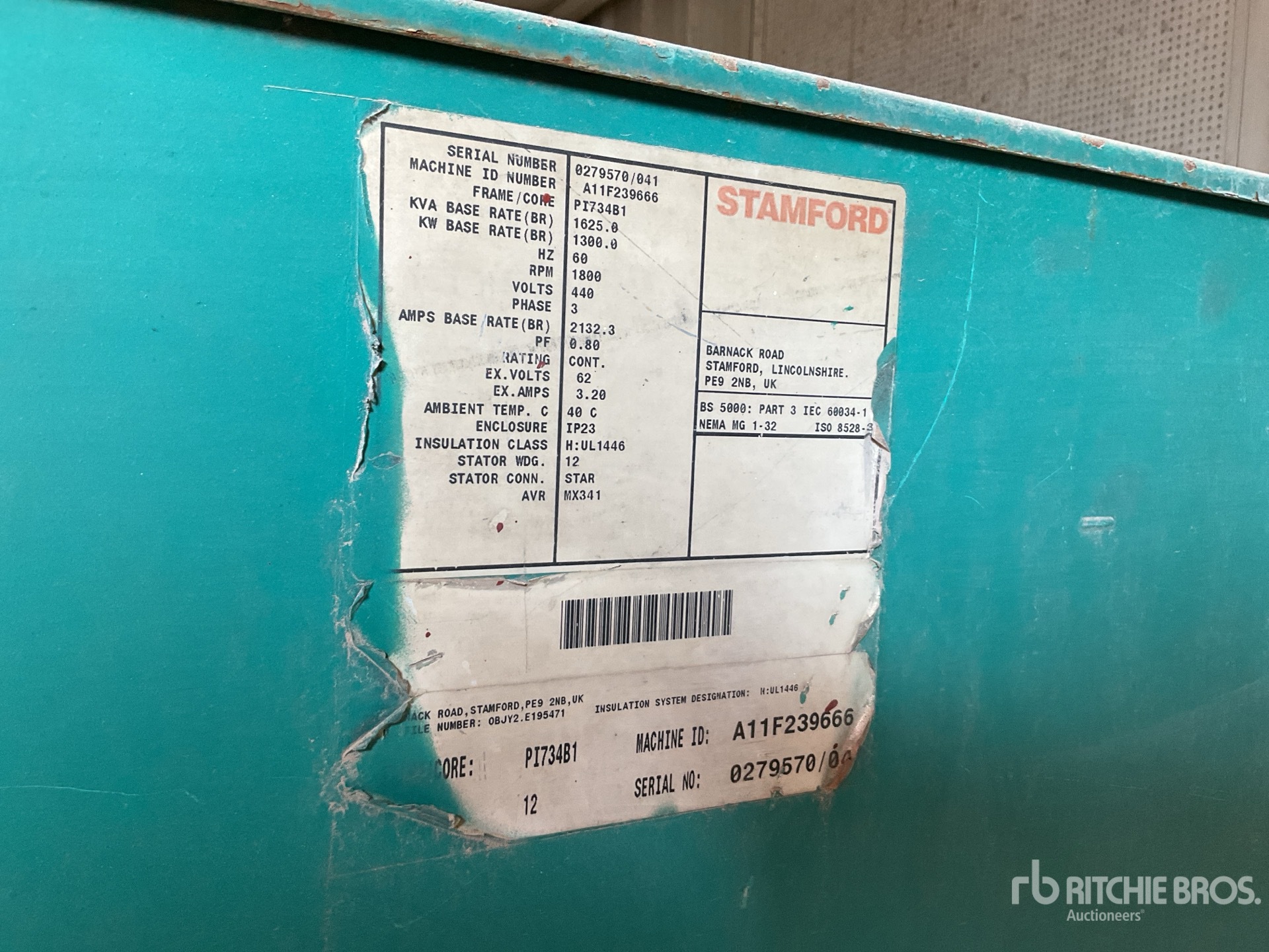 Cummins 1650 kVA Skid-Mounted Generator Set (Inoperable)
