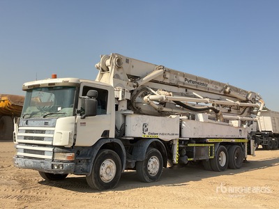 1997 Putzmeister BSF 43.15 FM 43 m on 1997 Scania 8x4 Twin-Steer Concrete Pump Truck