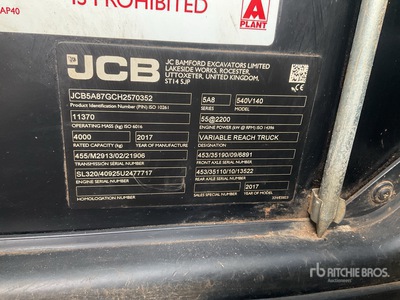 2017 JCB 540-140 Manipulador Telescópico