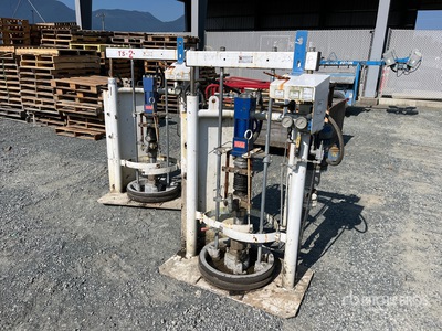 Quantity of (2) Howard Martin Fluid Technologies M26882-2 Dual Post Bulk Unloader / Vertical Lift Drum