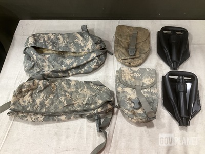 (14) Entrenching Tools, (24) Waist Packs, (13) Carriers & Assorted Items