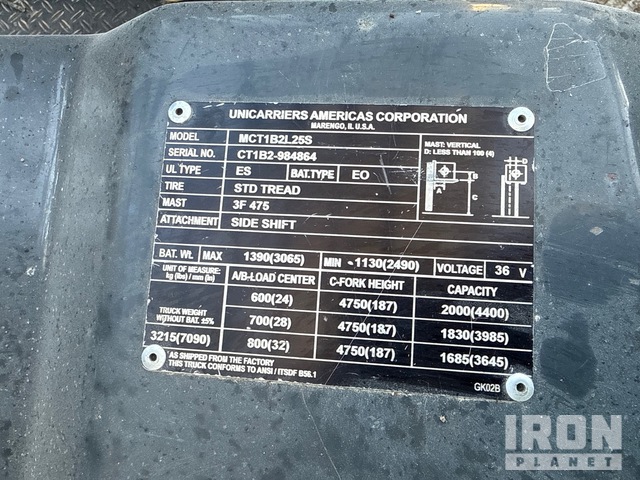 MONTACARGAS ELéCTRICO 2019 UNICARRIERS MCT1B2L25S