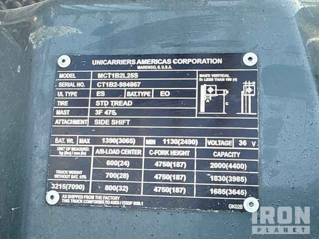 MONTACARGAS ELéCTRICO 2019 UNICARRIERS MCT1B2L25S