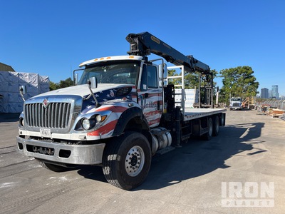 2017 Palfinger PW42001 SH 9700 lb Articulated Boom on 2018 International 7600 6x4 Flatbed Truck with Crane