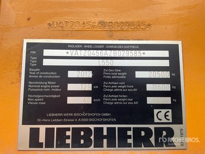 2012 Liebherr L 550 Wheel Loader