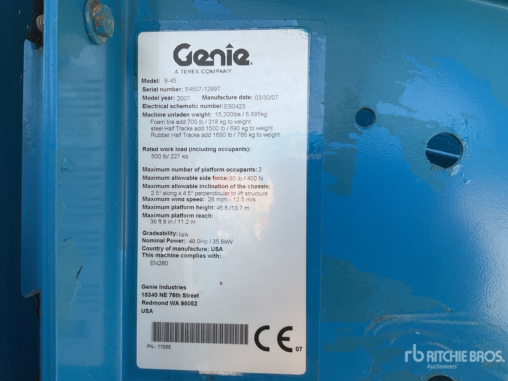 2007 Genie S-45 4WD Diesel Telescopic Boom Lift