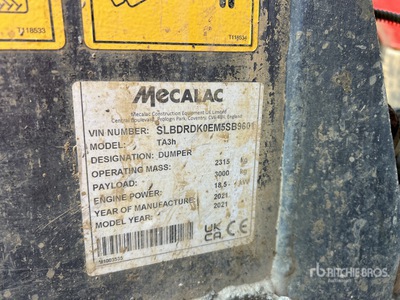 2021 Mecalac TA3H Hydrostatic Raddumper