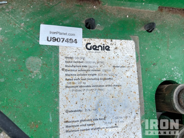 ELEVADOR TIJERA 2014 GENIE GS1930
