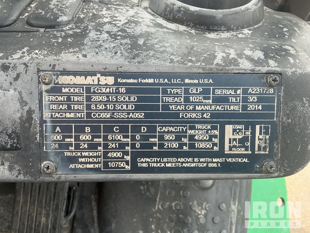 MONTACARGAS 2014 KOMATSU FG30HT16