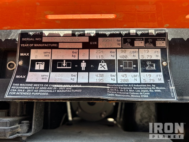 ELEVADOR TIJERA 2024 JLG AE1932