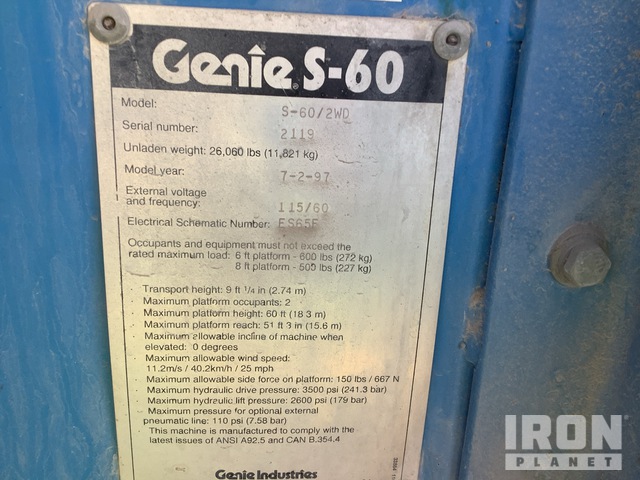 ELEVADOR TELESCóPICO 1997 GENIE S60