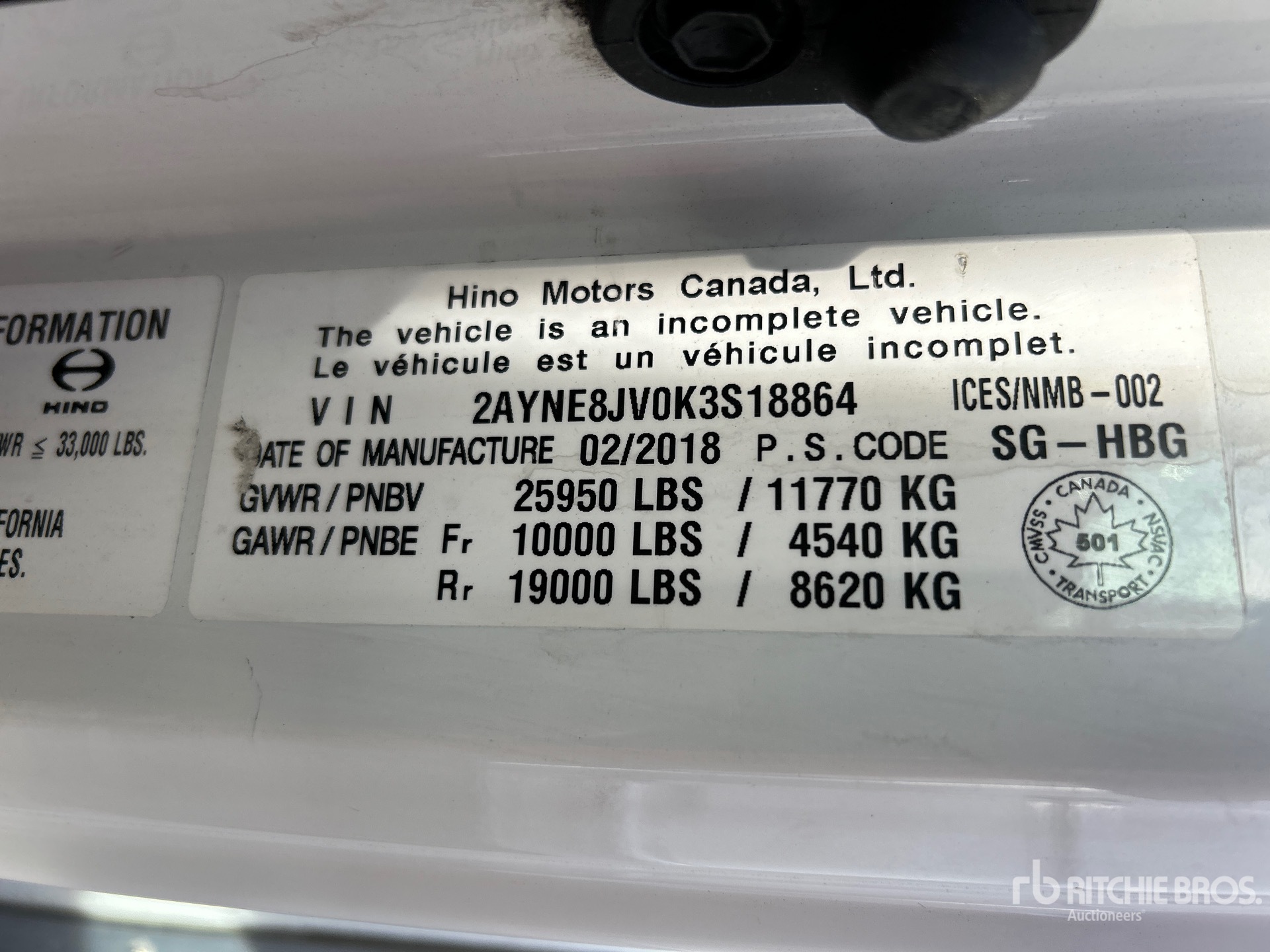 2019 Hino 268 Van Truck