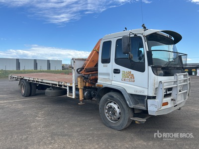 1997 Isuzu FVR 950 4x2 Extended Cab Flatbed Truck w/Crane