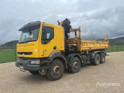 2005 Palfinger PK20002 6100 kg Articulated Boom on 2006 Renault Kerax 380 8x4 Camion Bi-Benne Avec Grue Kiepwagen met kraan