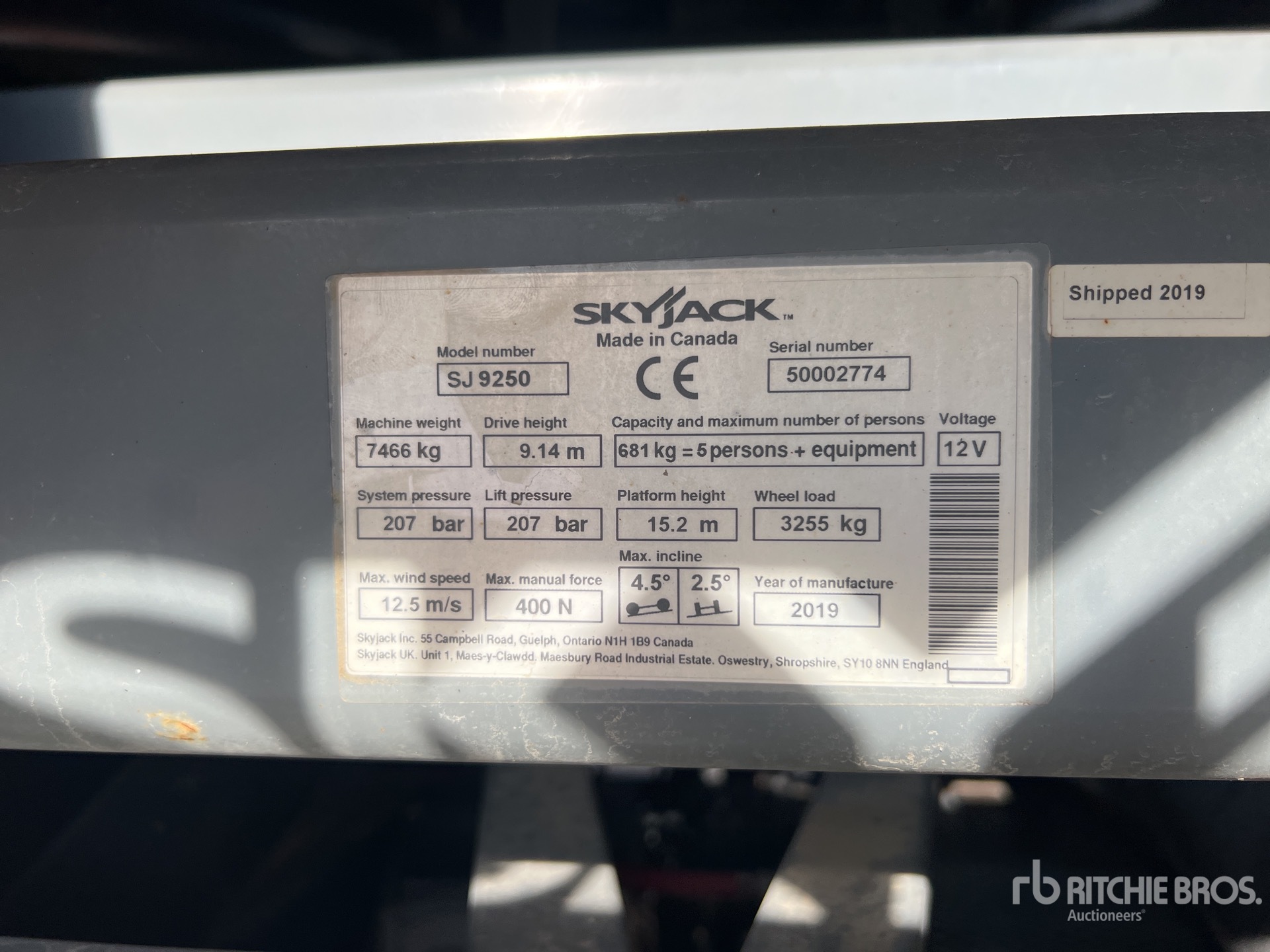 2019 Skyjack SJ9250 RT 4x4 Diesel Scissor Lift