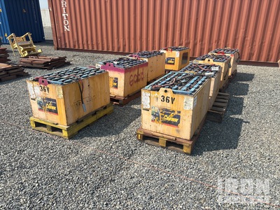 Quantity of 8  Pallets of Qty of (8) Forklift Extra Battery Packs 36V 36V Forklift batteries Battery Charger - Fits Crown
