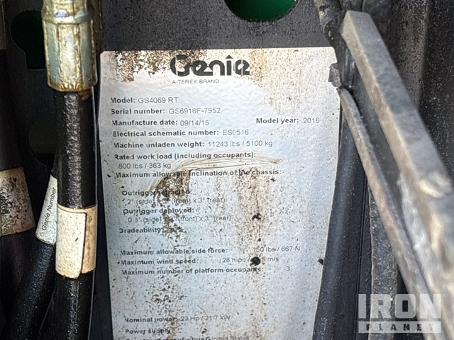 ELEVADOR TIJERA 2015 GENIE GS4069RT
